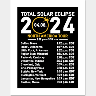 Total Solar Eclipse 2024 North America Tour State Totality Posters and Art